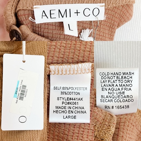 Aemi + Co Worth The Wait Kyle Romper Women’s Large Mocha Brown - Picture 6 of 7